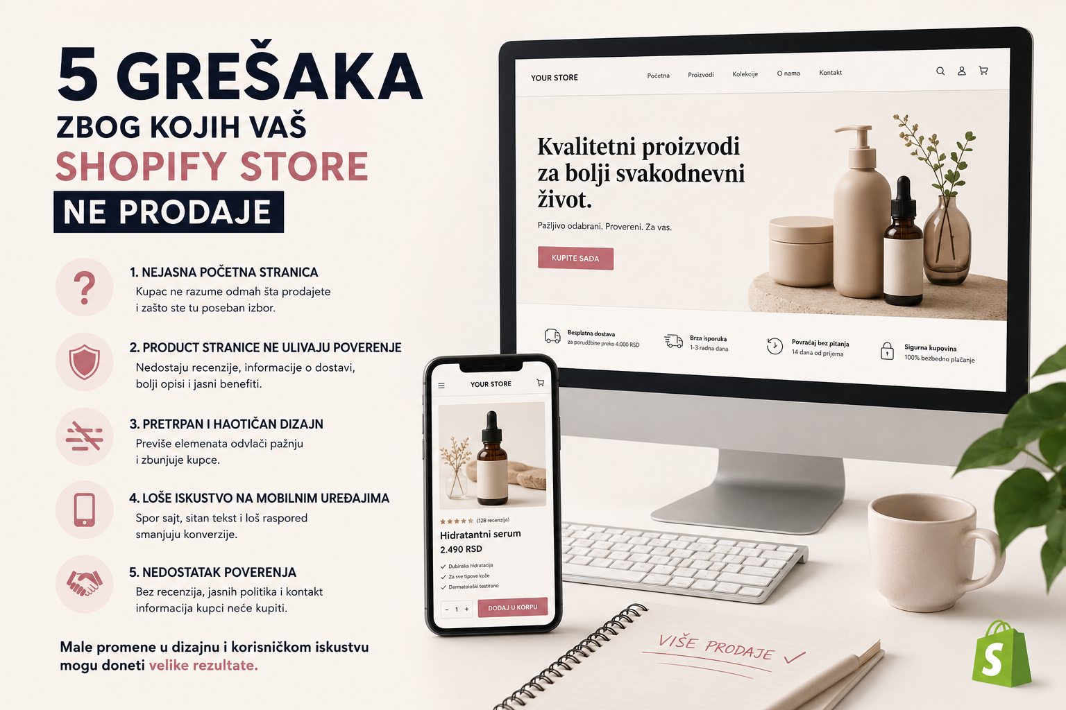 5 grešaka zbog kojih Shopify prodavnica ne prodaje