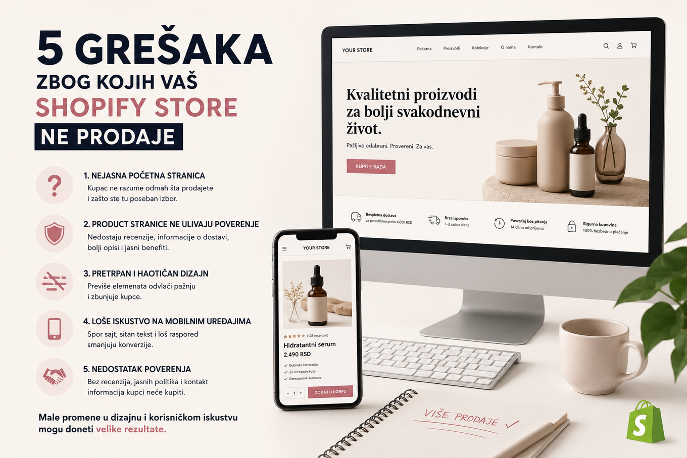 5 grešaka zbog kojih Shopify prodavnica ne prodaje